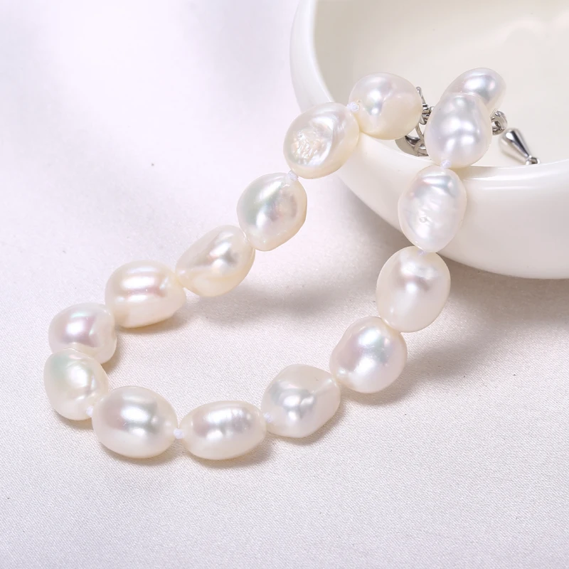 Браслет из натурального белого пресноводного жемчуга диаметром 9-10 мм 6 цветов на