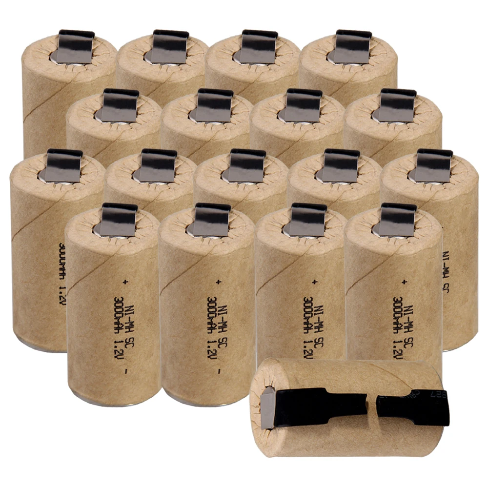 Самая низкая цена 18 шт аккумулятор SC 1 2 v батареи перезаряжаемые 3000 mAh nimh батарея