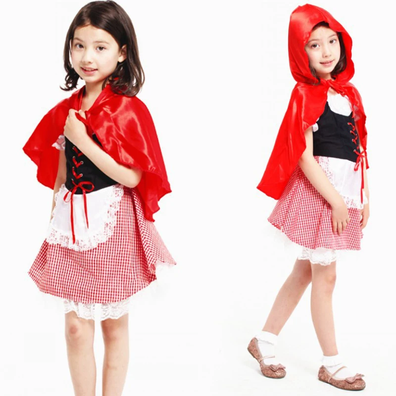 

Girls fairy tales clothes cute suits female children halloween kids sexy fancy dress little red riding hood costume