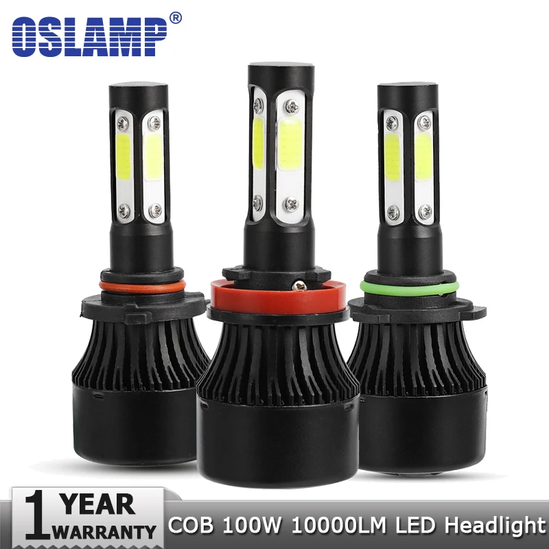 Oslamp H4 Hi lo луч H7 H11 9005 9006 автомобилей Светодиодный лампы удара 100 W 10000lm 4 стороны