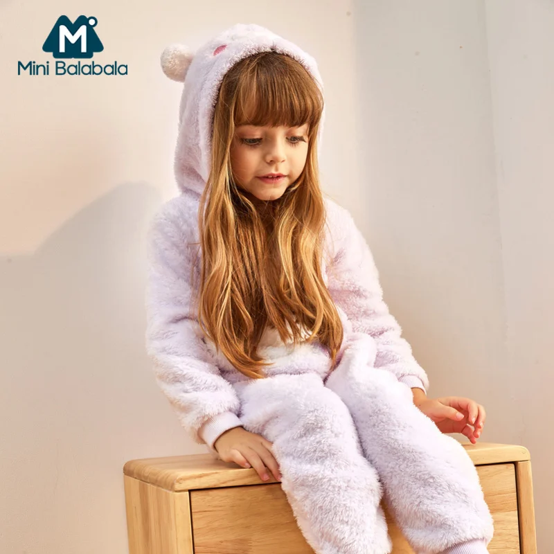 Мини Balabala для маленьких мальчиков пижамы девочек Теплые зимние с принтом в виде
