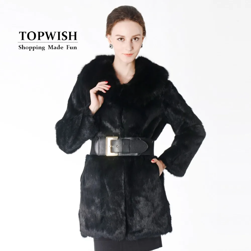 Роскошное Женское пальто из лисьего меха модное натурального кроличьего