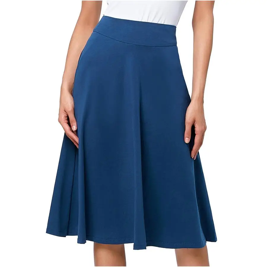 yale blue 4 Летние модные юбки, Женская офисная юбка с высокой талией, Saias faldas jupe, элегантная винтажная Хлопковая женская плиссированная юбка миди - Цвет: yale blue 4