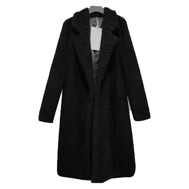 

RAISEVERN 2019 Winter Thick Warm Long Trench Coat Women Lamb Fur Brown Red Black Wool Loose Fluffy Jacket Fur Coat High Quality