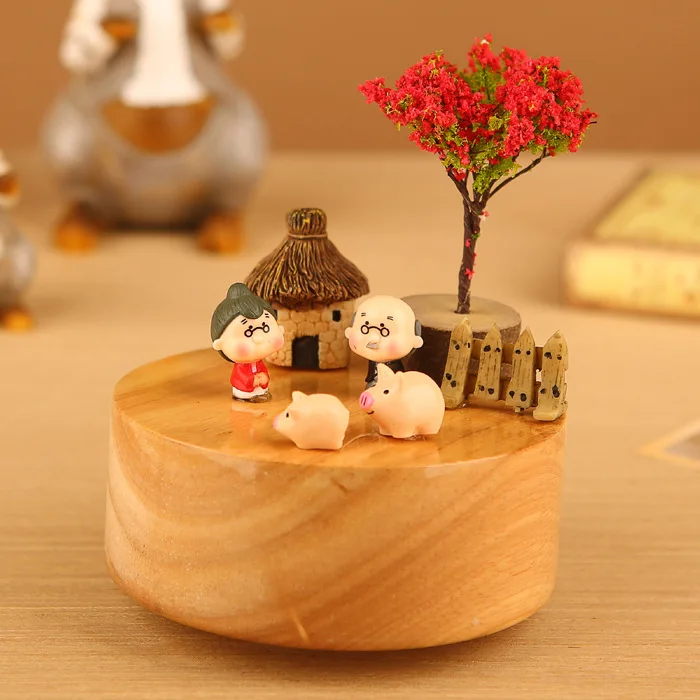 Kawaii DIY вращающиеся музыкальные коробки деревянная недорогая музыкальная