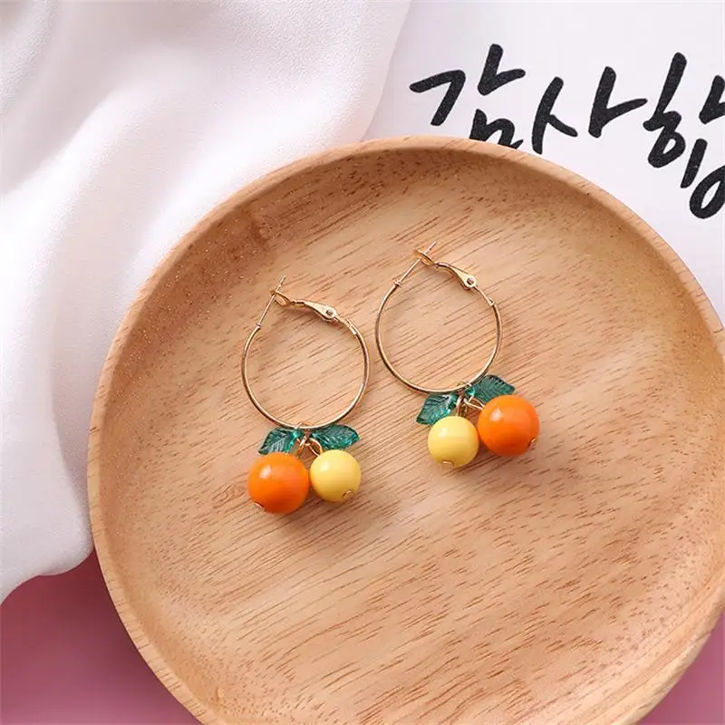 style-5 Корейская версия сладких красочных вишневых серьги с фруктами простые фрукты свежие вишни девушка сердце оранжевый личности дамы серьги - Окраска металла: style-5