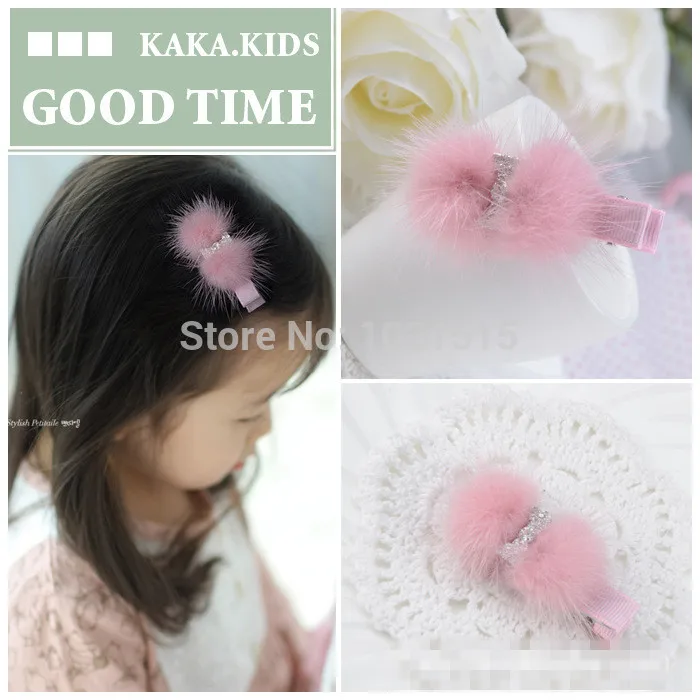 Заколка для волос с кроличьим мягким и норковым мехом заколки девочек аксессуары