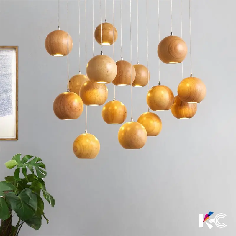 Люстра из дерева в итальянском стиле с бусинами для гостиной спальни столовой