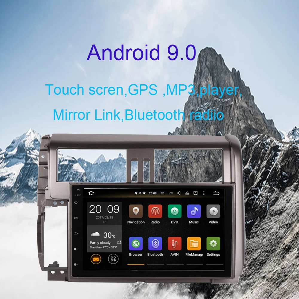 Android 9,0 автомобиль радио для Toyota Prado 150 2010 2011 2012 2013 радио Land Cruiser Prado, четыре ядра, 4 Гб автомобиля gps навигации