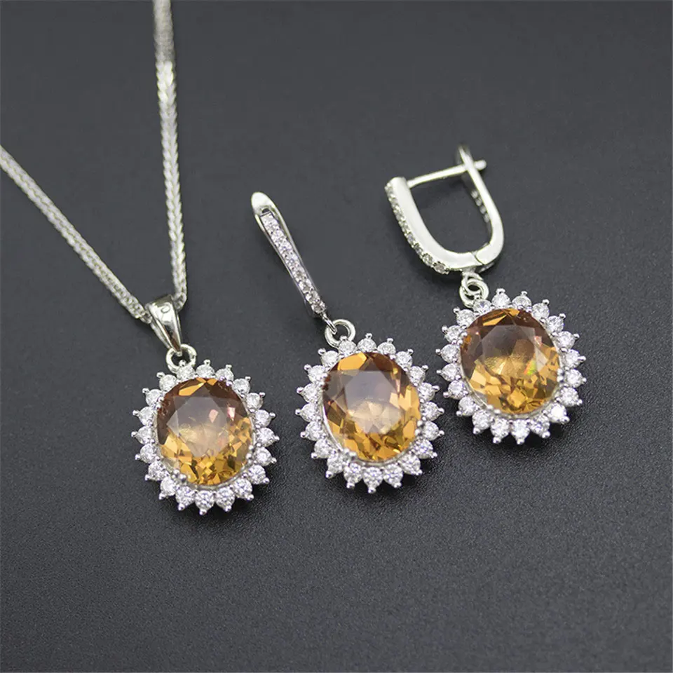 Jewelry Sets Bolai Diana, меняющий цвет, zultanite, ювелирный набор, серебро 925 пробы, создан диаспор, кулон, ожерелье, серьги, драгоценный камень, для женщин - Цвет камня: Jewelry Sets