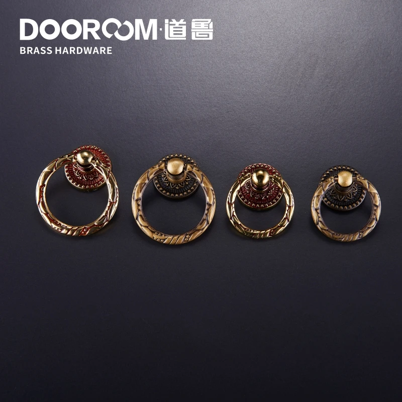 Простой медный цельный кольцевой шкаф деревянный ящик для шкафа маленькая ручка