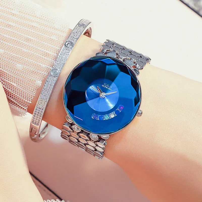 

G&D Luxury Brand Gold Women's Watches Unique Rhinestones Ladies Dress Watch Fashion Women Quartz Wristwatches Clock reloj mujer