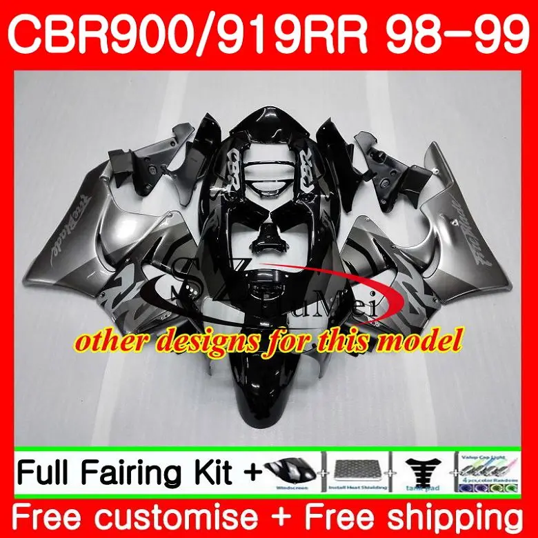 Корпус обтекателя для HONDA CBR синий черный 919RR CBR900 RR 919 900RR 57SH21 CBR900RR CBR919RR 98 99 CBR919 1998