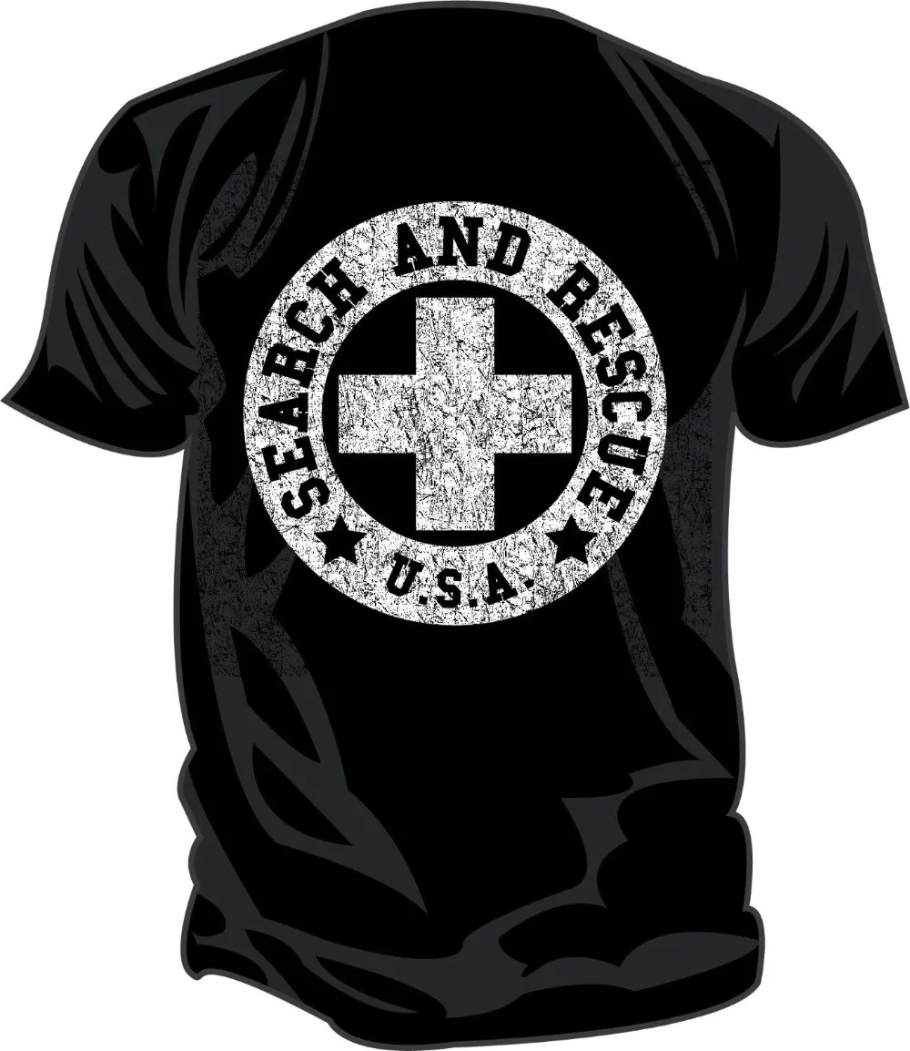 

Brand 2019 New T Shirt Man Cotton SAR - Search & Rescue: U.S.A. Screen Printed T-Shirt BLACK & WHITE T Shirt