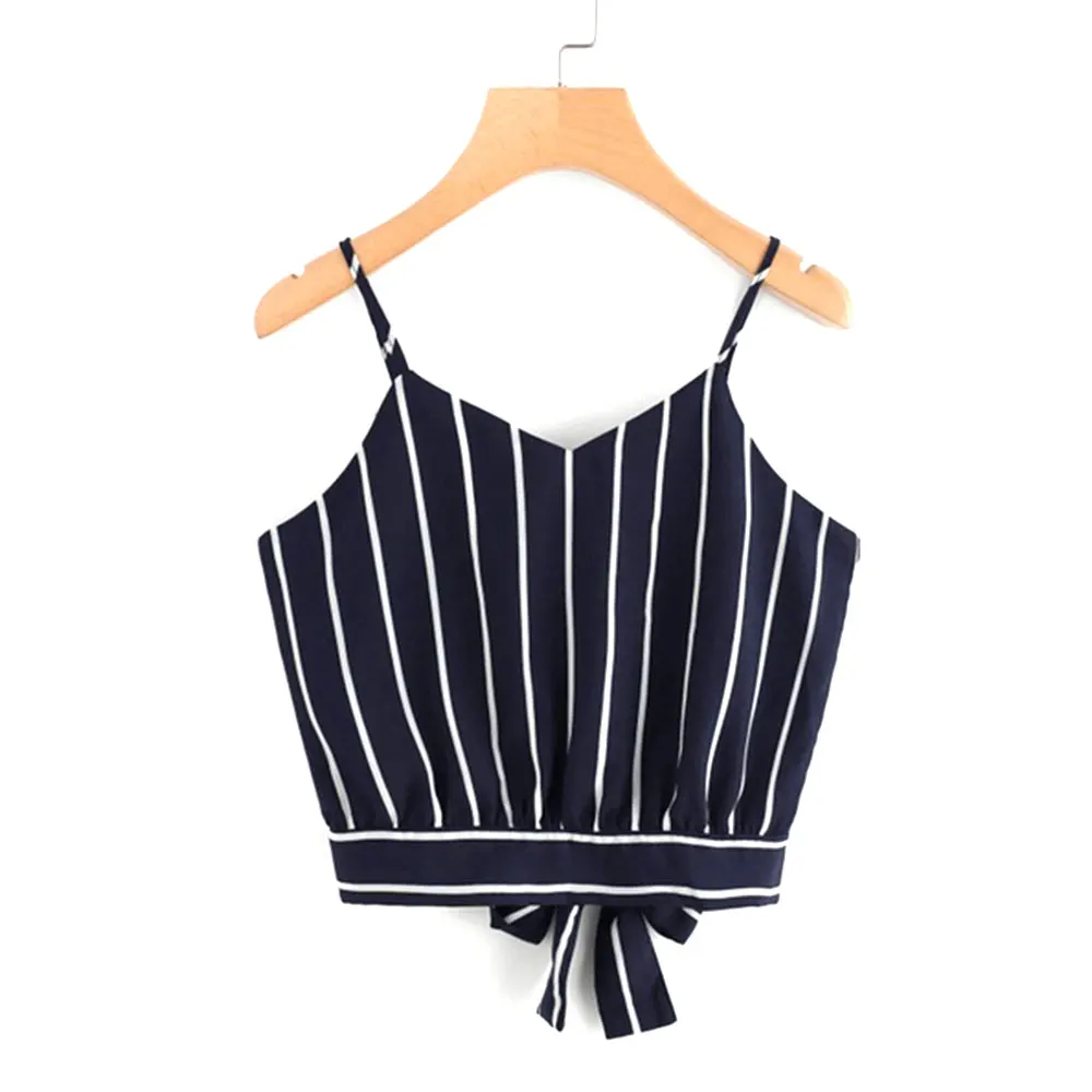 Пикантные Для женщин Короткие топы в полоску лук завернутый груди майка Нижнее