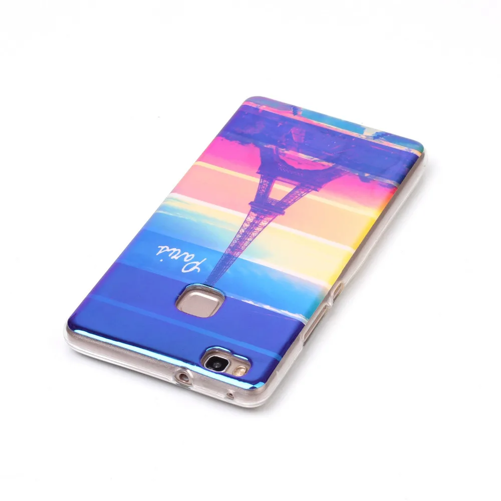 Мода Синий Луч Дизайн Для Huawei P9 Lite Телефон case мягкие TPU задняя Крышка для huawei P8 lite