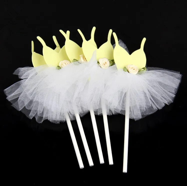 5 шт. кекс торт Топпер бумага юбка принцессы с соломенной вставленной карты флаги