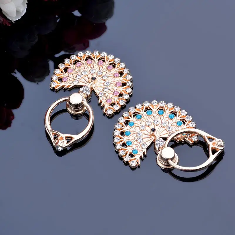 Кристалл алмаза Металл павлин кольцо стенд мобильного телефона