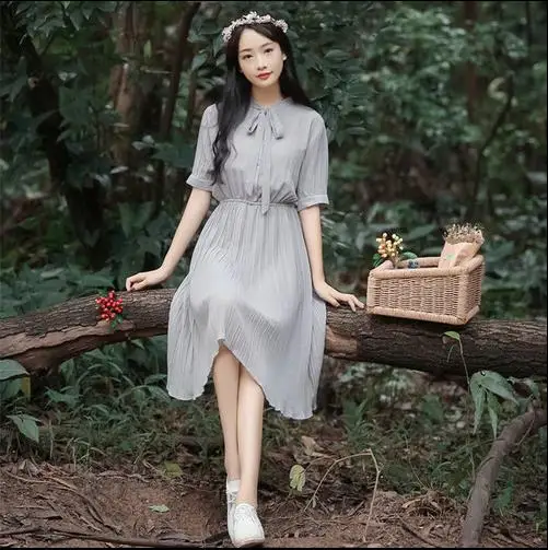 Женское шифоновое платье трапециевидной формы Mori Драпированное Платье До Колена