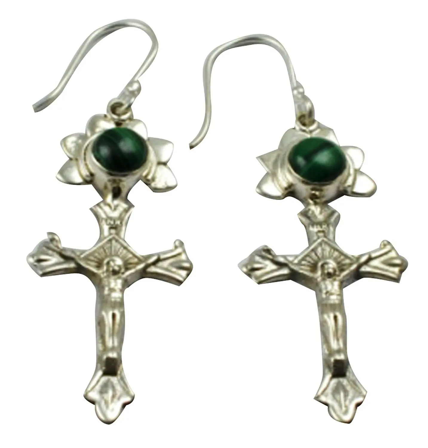 

Lovegem Genuine Cross-Malachite EARRINGS 925 Sterling Silver, 52.1mm, AE2160