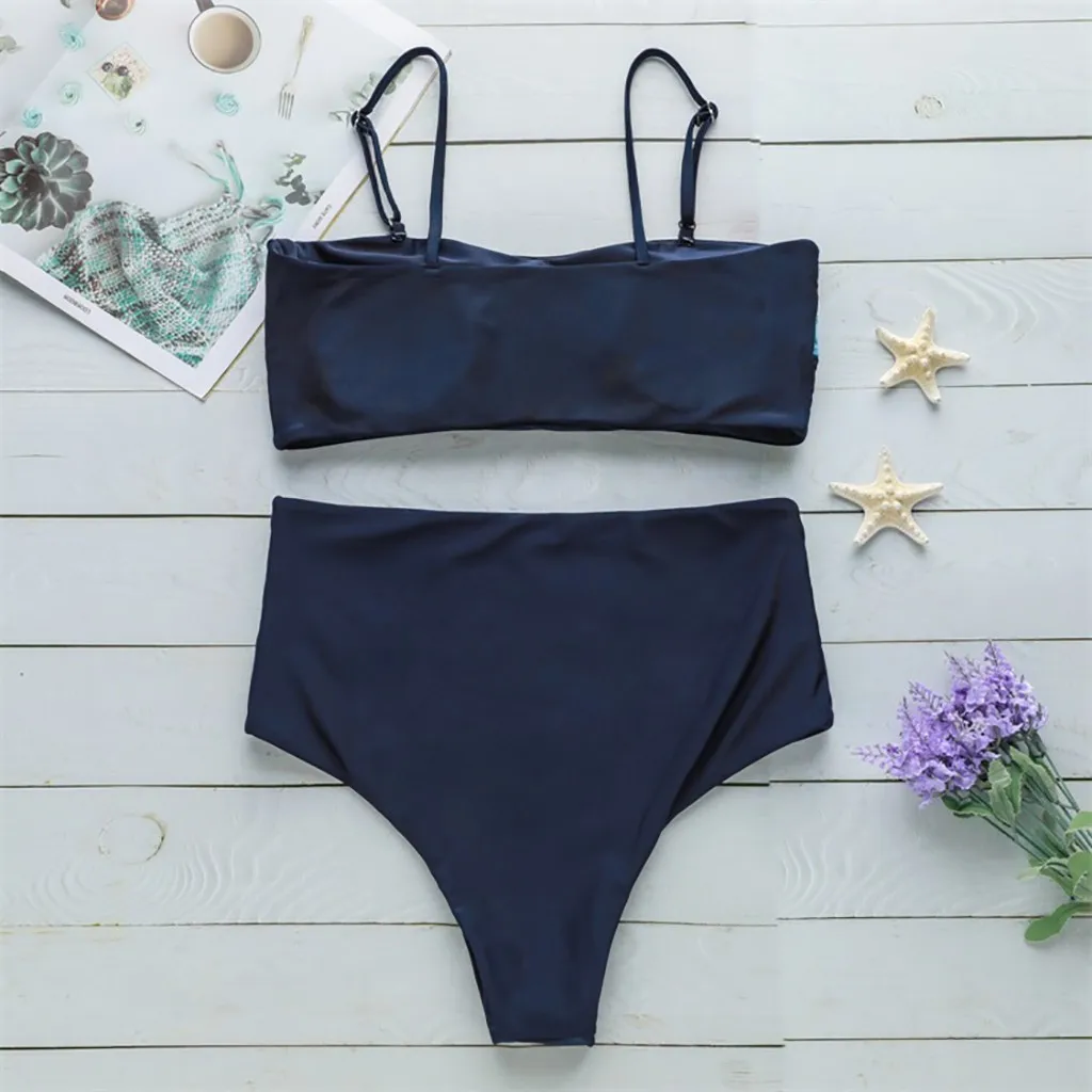 Женский купальник в полоску SAGACE однотонный бикини из двух частей с пуш ап и