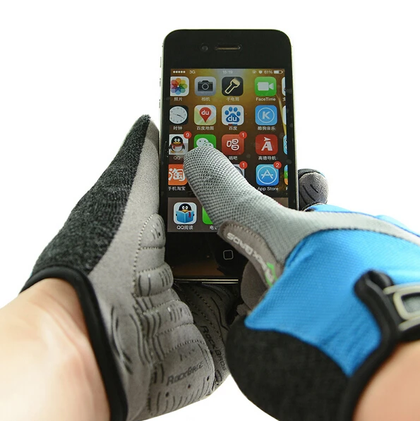 ROCKBROS Сенсорный экран MTB дорожный Перчатки дышащая ладони площадку полный палец