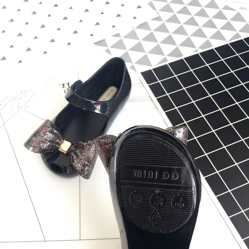 Mini Melissa/2019 г. Новые летние пластиковые сандалии для девочек с бантом Детские желе
