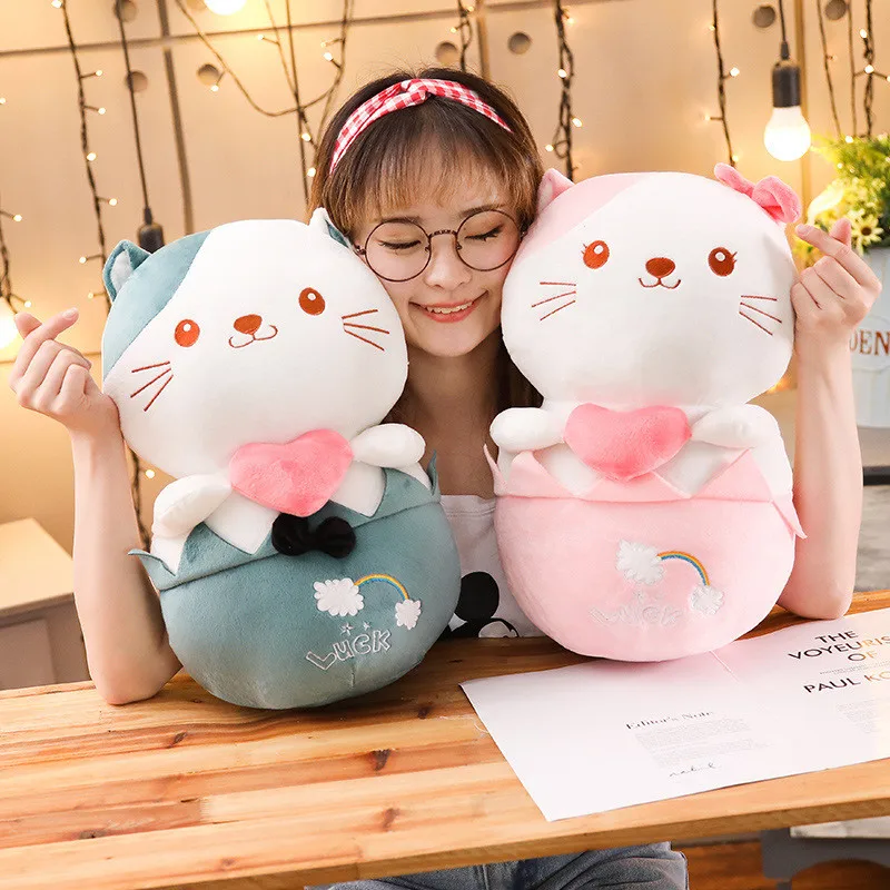 

Lovely Little Cat Plush Toy Suffted Soft Kitty in The Eggshell Girls Birthday Gift Kids' present