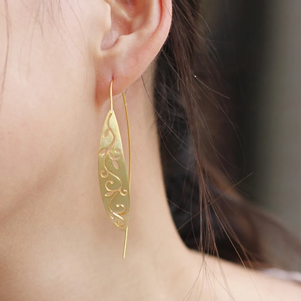 LARGERLOF Real 925 Sterling Silver Earrings Women Handmade Fine Jewelry Leaf Hollow Drop For ED49026 | Украшения и аксессуары