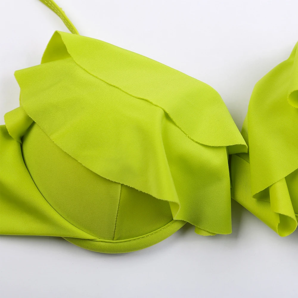 Высокое качество купальный костюм небольшой воланом Женский комплект бикини