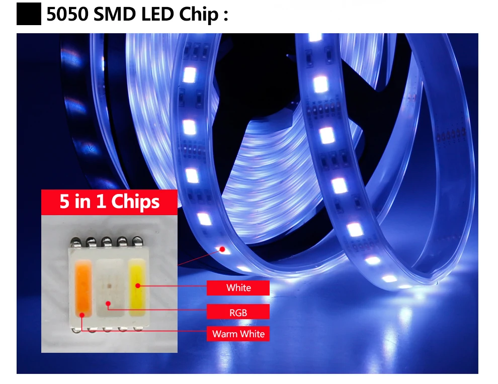 Цветная(RGB+ CCT Светодиодные ленты света 5050 60 Светодиодный s/M DC12V 5 в 1 чипы CW+ RGB+ WW гибкие светодиодные полосы, 5050 Водонепроницаемый/без Водонепроницаемый