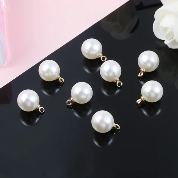 10mm 6/8/10mm 10pcs ABS Pearl Beads Charm for Earring Necklace DIY Jewelry Findings Making Earring Necklace Pendant Accessories - Цвет: 10mm