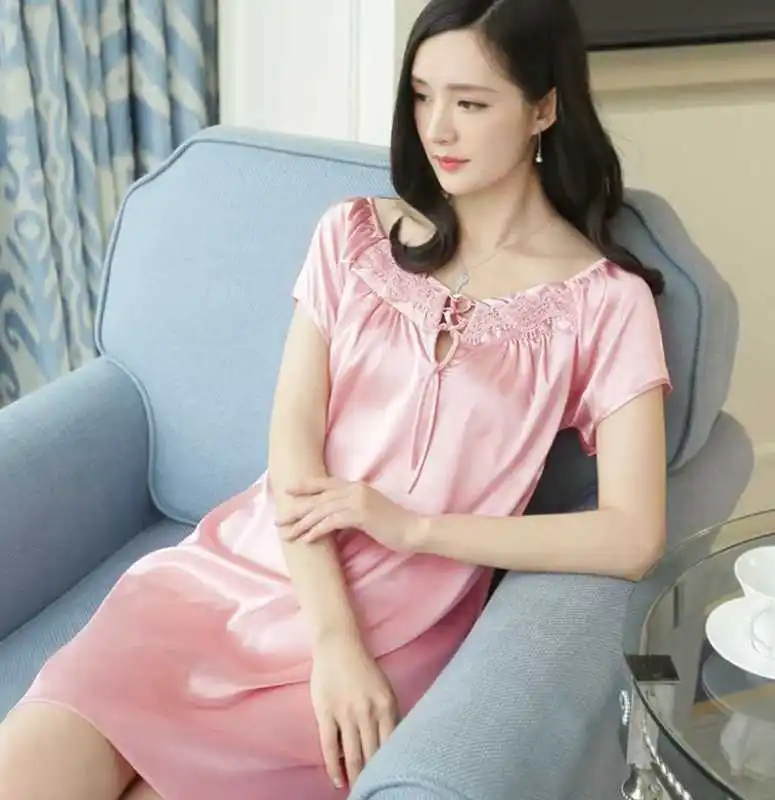 100% шелковое платье-Пижама женская летняя сексуальная Корейская версия с