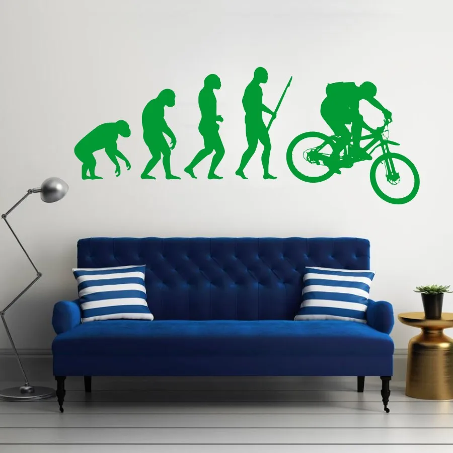 YOYOYU Darwin Evolution Of Man Mountain Bike Art Design Home Decorative Vinyl Wall Mural Creative Wall Sticker art decor  Y-823