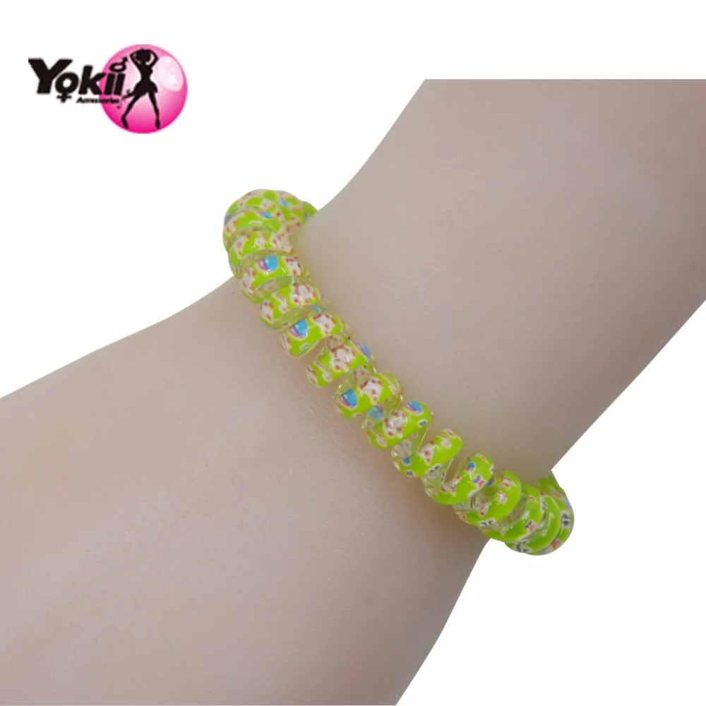 YOKII 12pcs/Pack Fashion Popular Korean Women Girls Candy Colored Telephone Wire Style Elastic Hair Band Rope or Bracelet Gift | Украшения