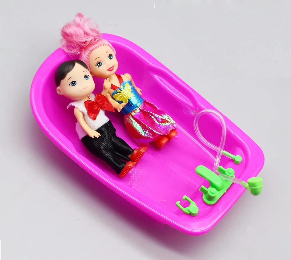 1 компл. Куклы Детские костюмы 1Mom/1Dad/2 дочки/1 сын/1 Детская ванна настоящие игрушки для беременных 1/6 куклы дети er026
