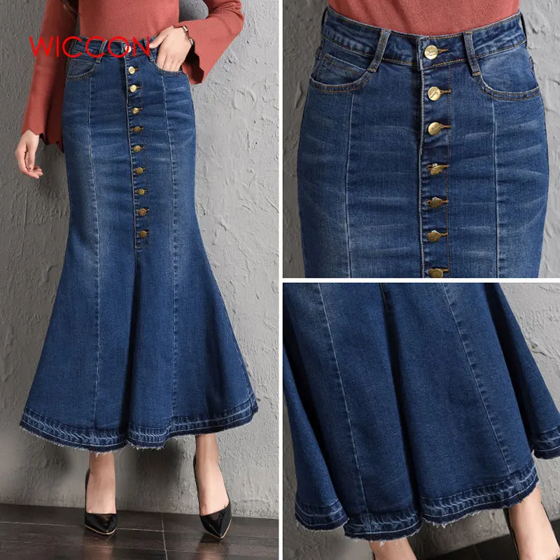 Женская джинсовая юбка на пуговицах длинная облегающая большого размера 4XL 6XL 7XL |