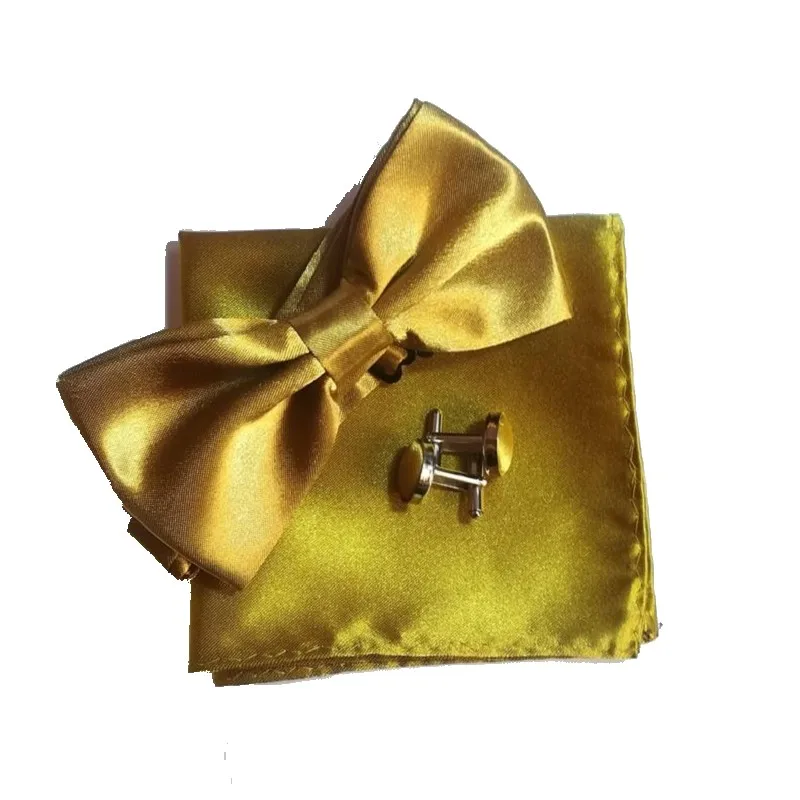 

men bow tie handkerchief cuff link white butterfly dress shirt collar button bowtie hanky cufflink clasp satin bowknot