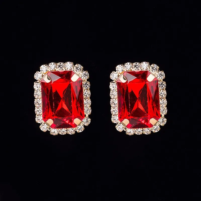 gold red YFJEWE горячая Распродажа Модные женские хрустальные стразы Разноцветные серьги Элегантные женские персональные супер большие серьги-гвоздики E026 - Окраска металла: gold red
