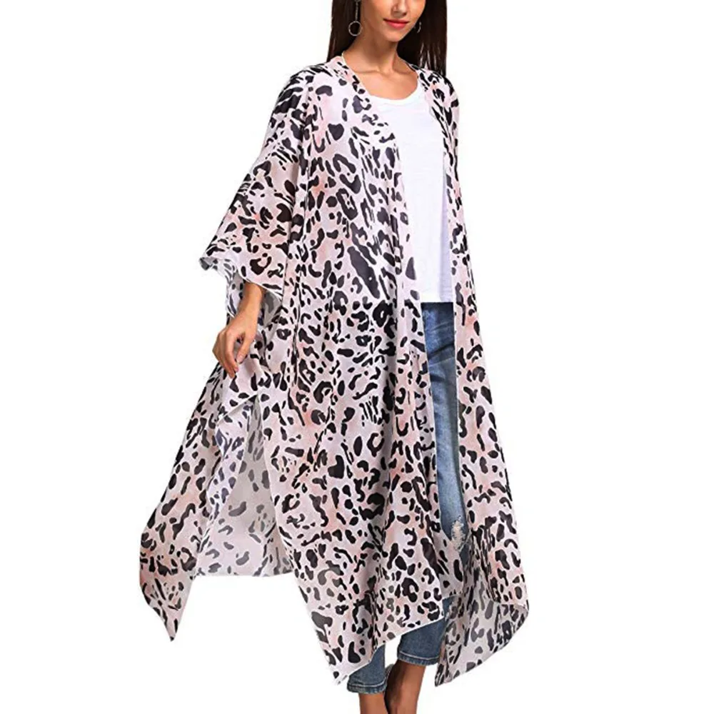 Летние пляжные Для женщин длинные боковые Разделение блуза Топ свободный с