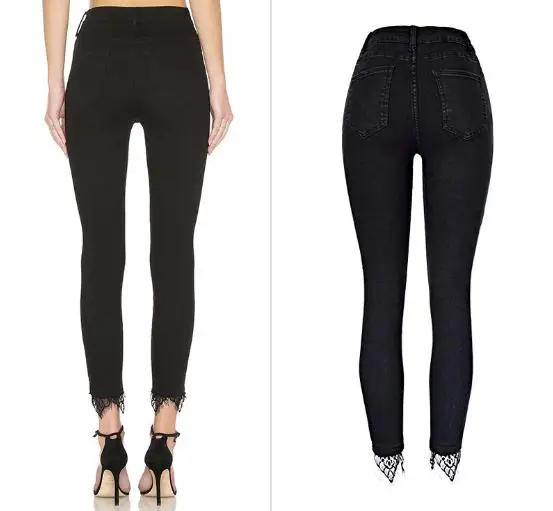 Джинсы с высокой талией Стрейчевые джинсовые брюки рваные джинсы для женщин