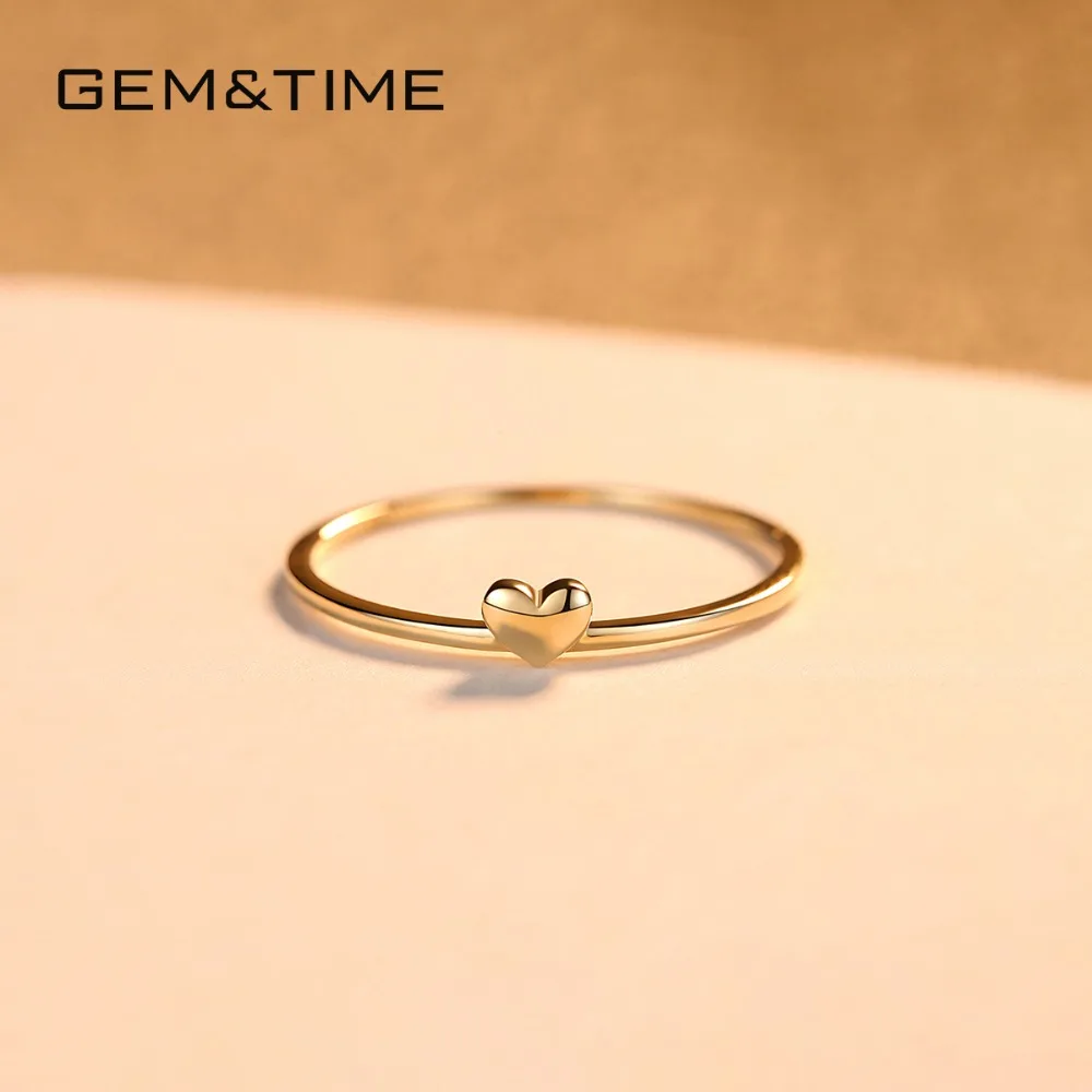 Gem& Time, роскошное сердце, круглое, чистое, твердое, 14 К золото, кольца для женщин, для свадьбы, помолвки, хорошее ювелирное изделие, желтое золото, Anillos AU585 R14004