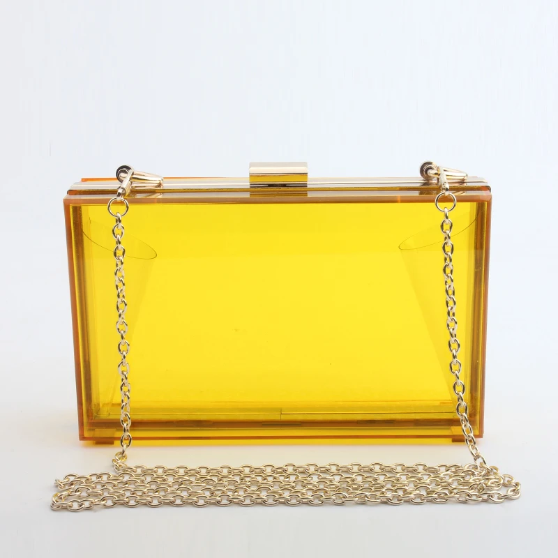 Повседневная акриловая прозрачная сумка клатч женская на плечо с цепочкой
