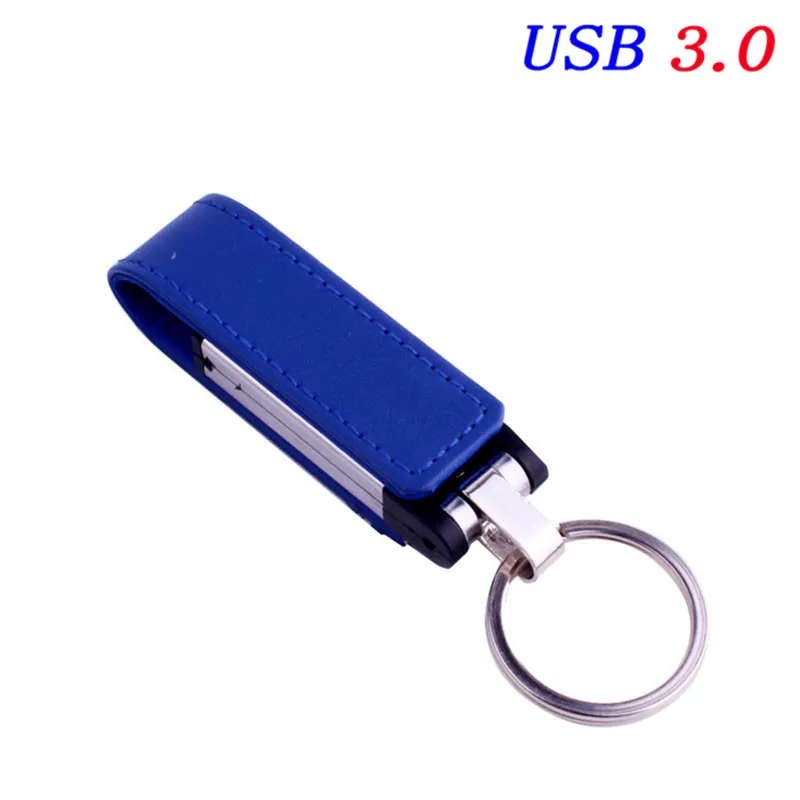 JASTER USB 3,0 логотип клиента кожа и металл стиль USB флэш-накопитель Флешка 8 ГБ 16 ГБ 32 ГБ Брелок карта памяти - Цвет: Blue
