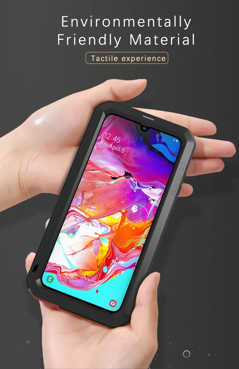 Для Samsung Galaxy A70 Оригинал Love Mei алюминиевый металл + стекло Gorilla Shock Drop