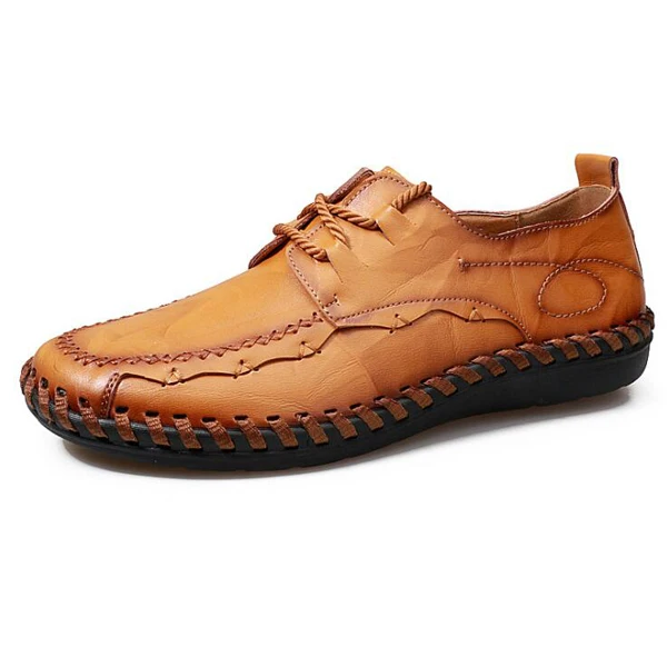 Yellow shoes YIGER/Новинка; мужская повседневная обувь из натуральной кожи; Мужская обувь для отдыха на шнуровке; обувь для деловых людей; прошитая обувь на четыре сезона; 0094 - Цвет: Yellow shoes