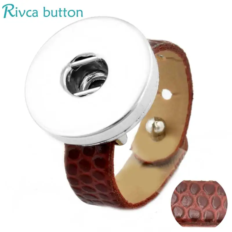 High Quality 10 color Snake Print Leather Metal Ring For Women Snap Button Fit 18/20mm Rivca snap button rings jewelry P00107 | Украшения и