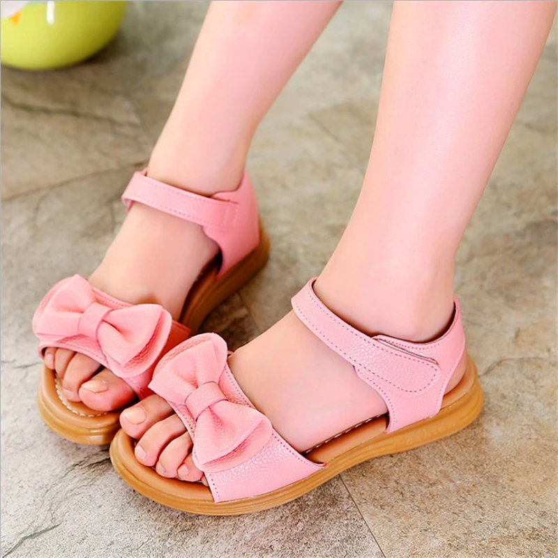 Новинка 2019 кожаные сандалии принцессы для девочек серия принцесс с бантом летняя