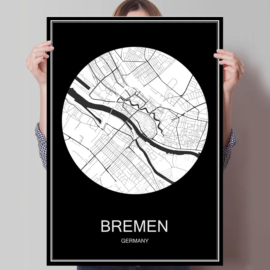 Знаменитая Карта города Бремен немецкий Печатный постер печать на бумаге или