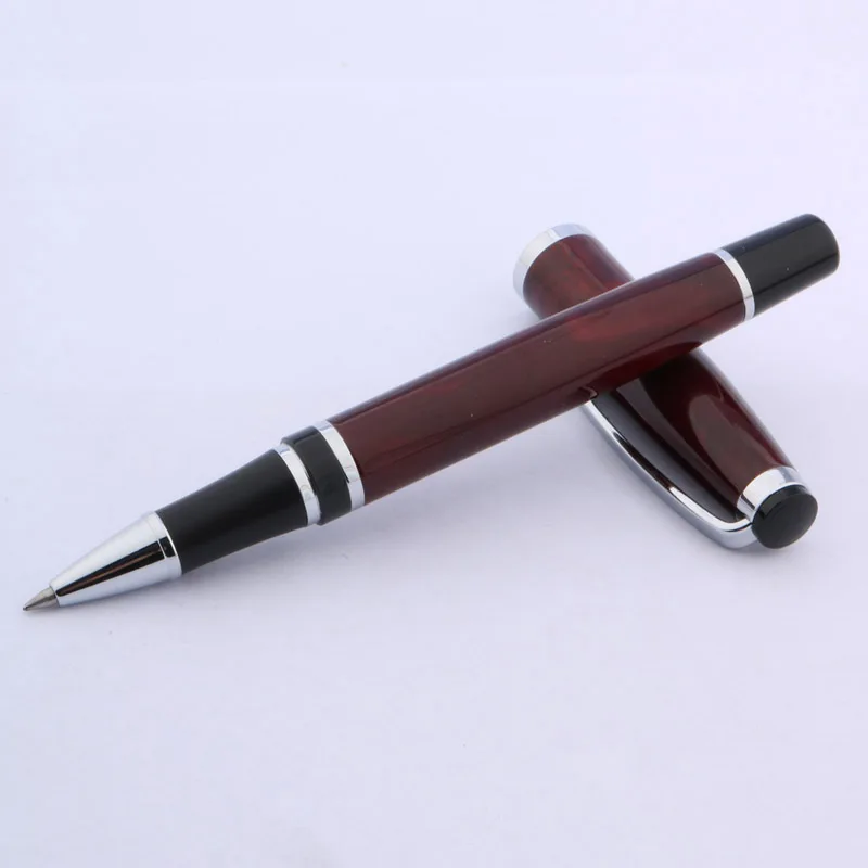 

baoer Slender dark red Silver accessories metal RollerBall Pen